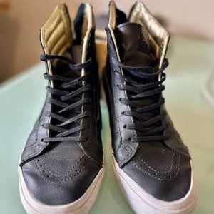 Limited Edition VANS Sk8 Slim black leather gold zip High Top